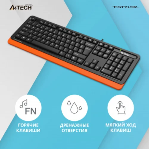 Клавиатура A4Tech Fstyler FKS10 черный/оранжевый USB Клавиатура A4Tech Fstyler FKS10 черный/оранжевый USB